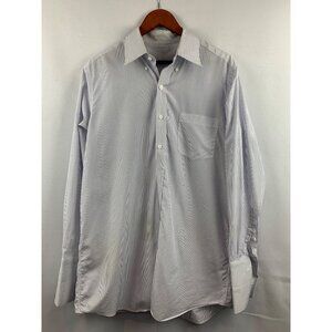 Mens J. Crew Slim Fit Blue & White Striped Dress Shirt Size M